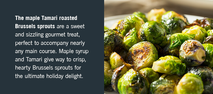 Maple Tamari Roasted Brussels Sprouts With Candied Bacon
