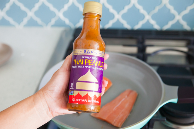 Salmon with San-J Thai-Peanut Sauce