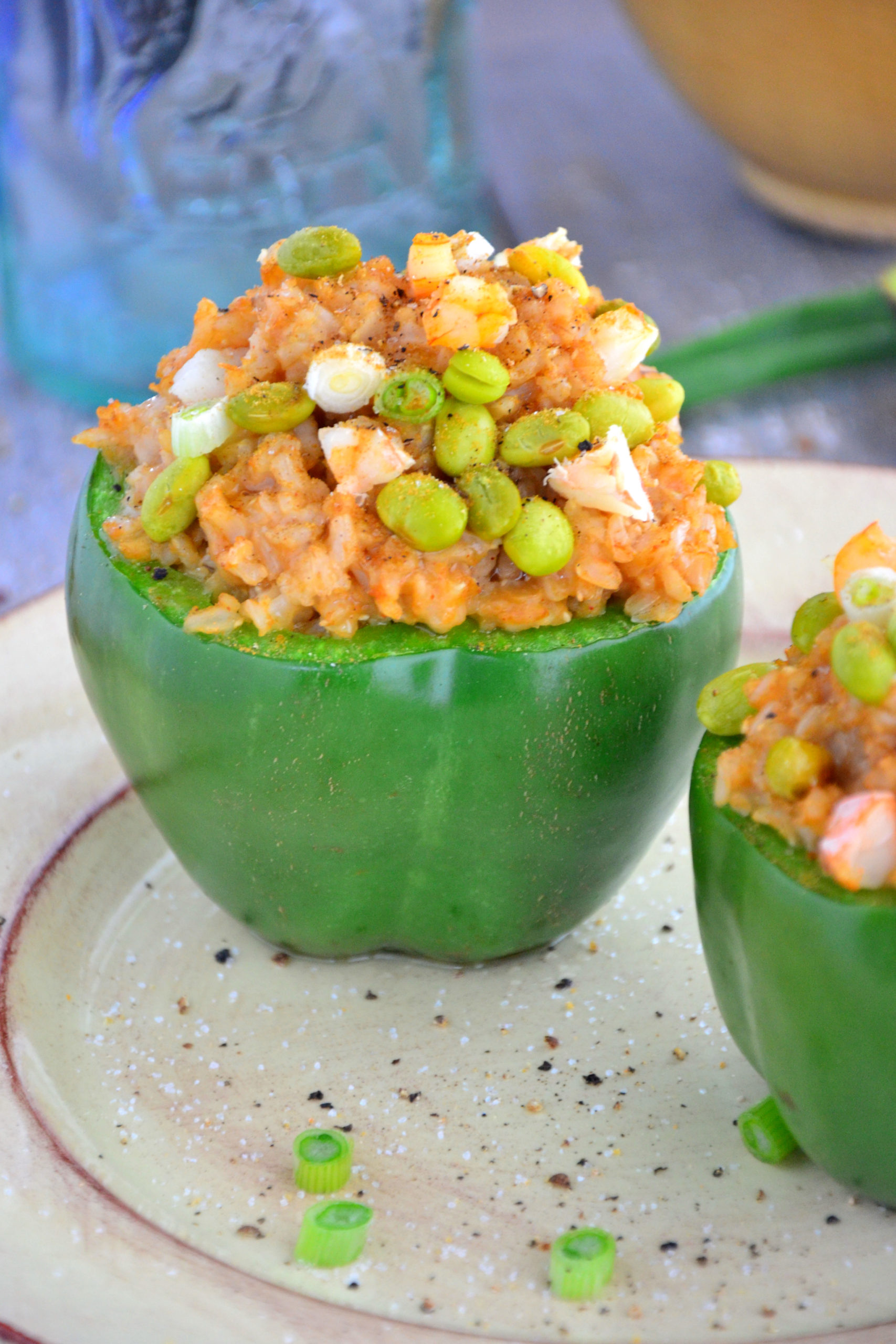 Shrimp stuffed store bell peppers