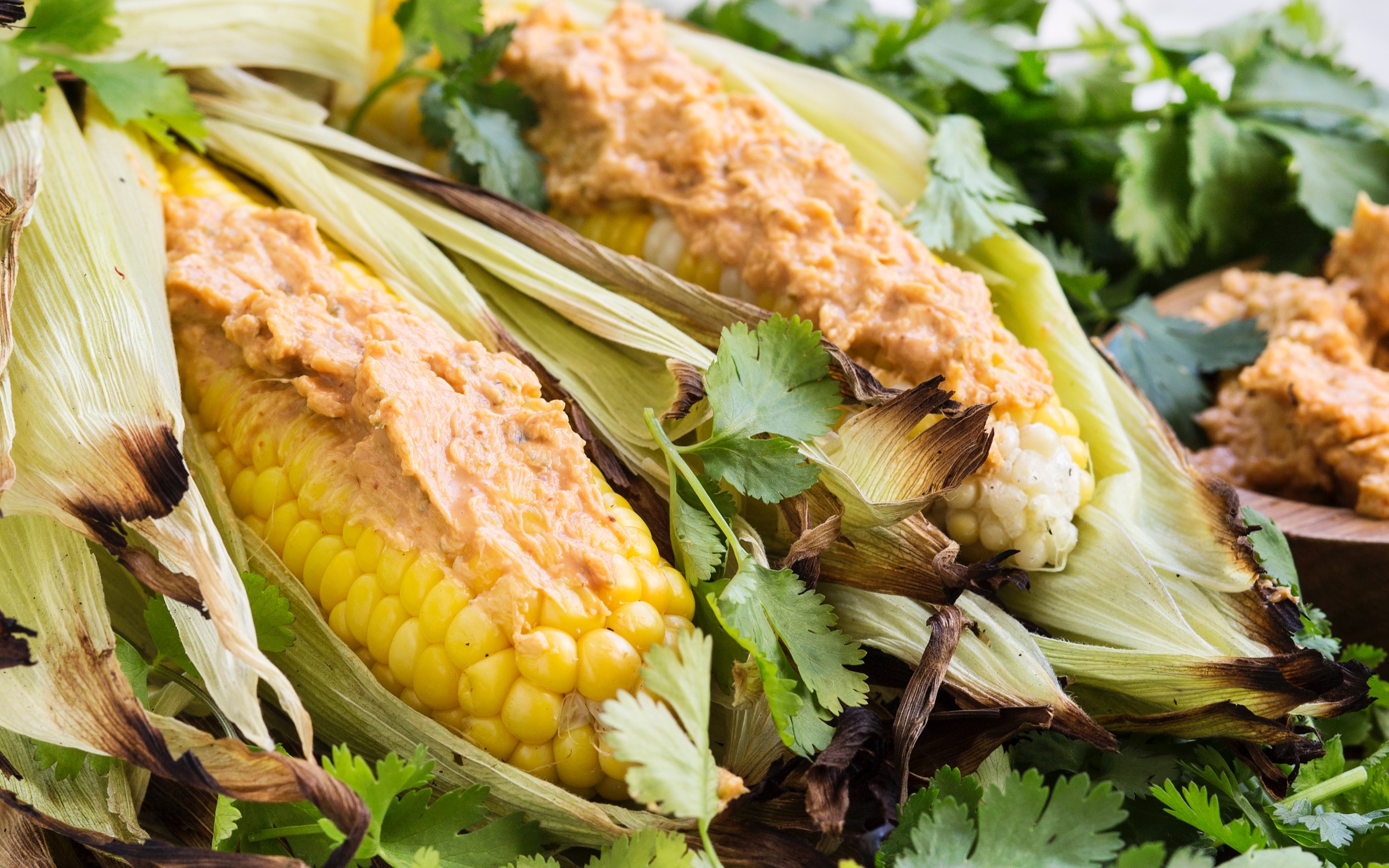 Corn on the cob with sauce by San-J