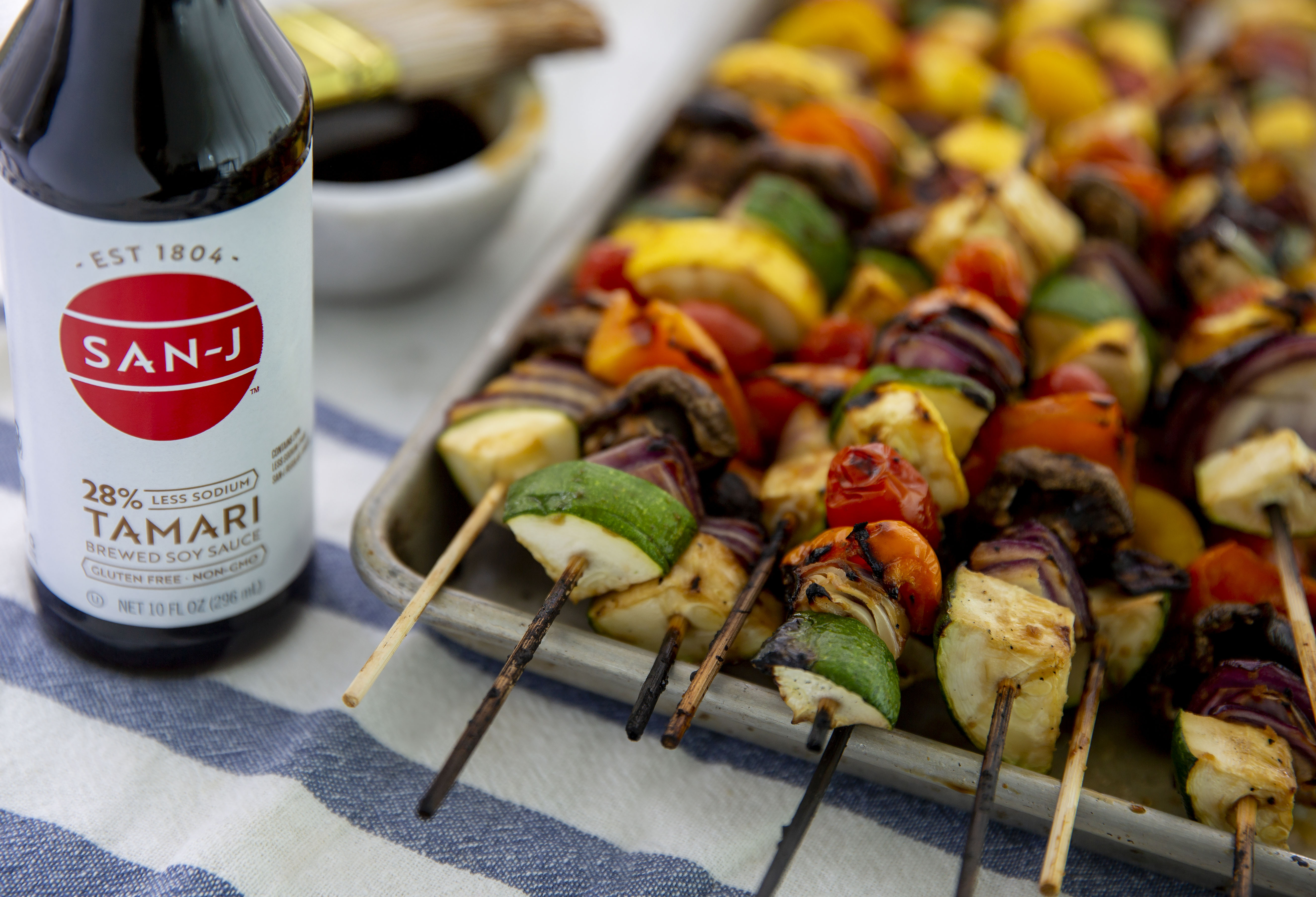 Grilled Veggie Skewers with Magic Green Sauce