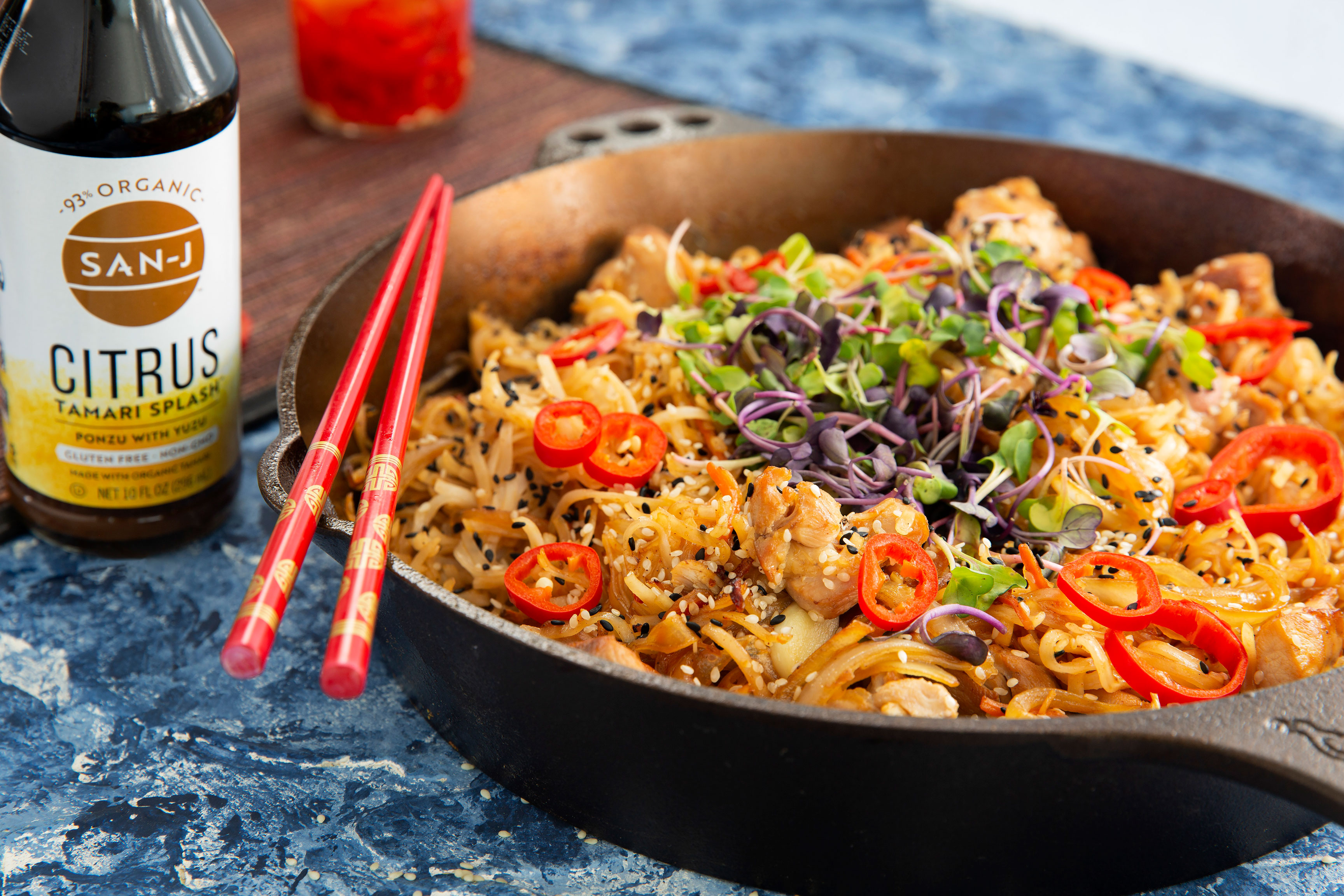 Spicy citrus chicken and noodles