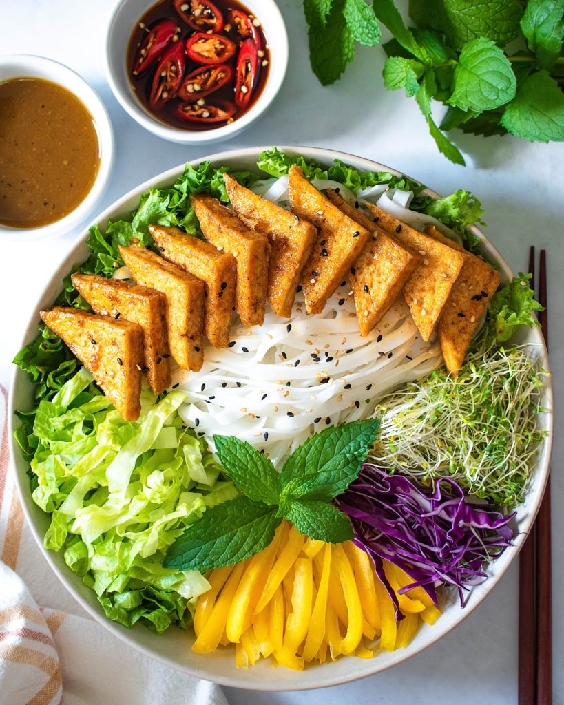 Spicy Maple Garlic Tofu Bowl SanJ