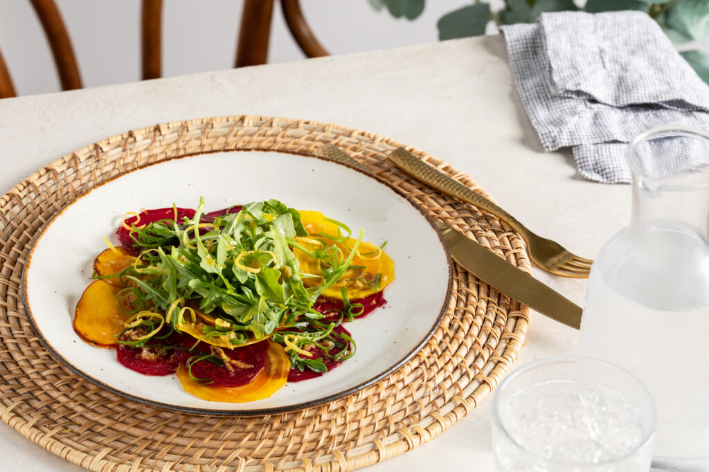 Beet Carpaccio with Lemon-No Soy Tamari Vinaigrette - San-J